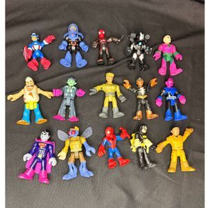 15 Pc Superhero & Villain Action Figure Lot 3" Mini Figures Mixed Characters